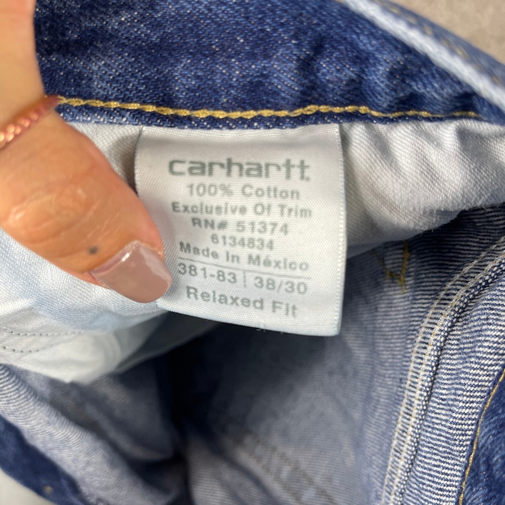 Carhartt Mens Relaxed Fit Straight Leg Blue Denim Jeans 38x30 Medium Wash 381-83 - Picture 6 of 12